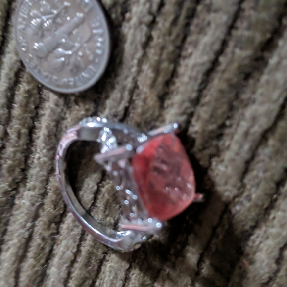 Pink stone silver ring size 6 - Picture 3 of 8